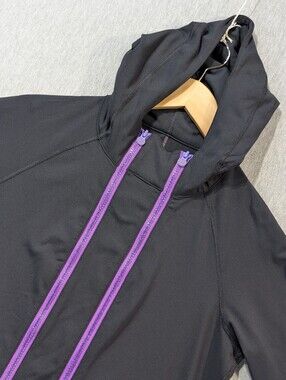 Lululemon Double Zipper Hooded Jacket Women's 10 Black Purple Rare